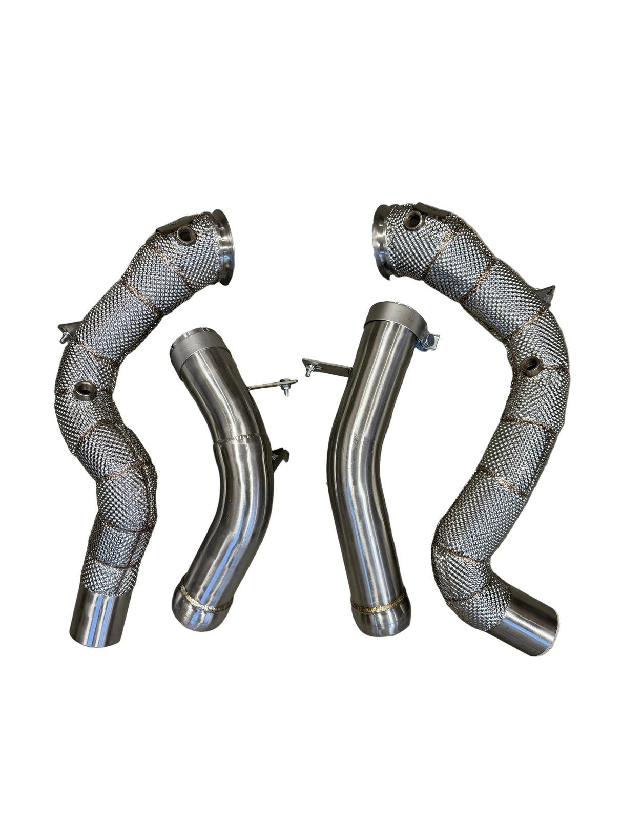 E63/GT63 Catless Race Downpipe W/ Heat Shield - Mercedes-Benz W213 E63 E63S GT63 AMG 4.0 M177
