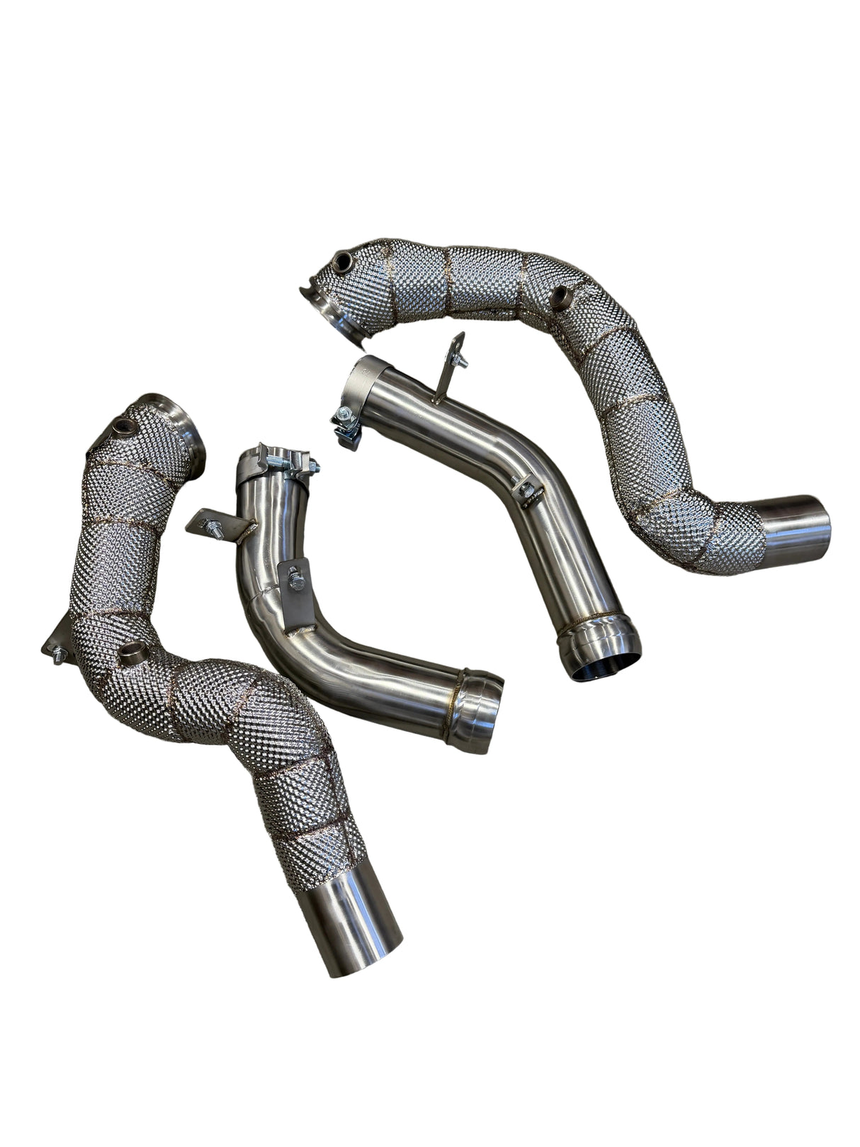 E63/GT63 Catless Race Downpipe W/ Heat Shield - Mercedes-Benz W213 E63 E63S GT63 AMG 4.0 M177